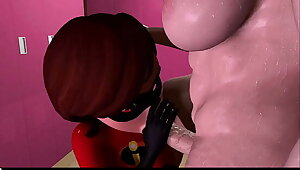 D VR animation hentai video game Virt a Mate. Elastica Helen Parr The Incredibles fucks in the locker room with a hefty woman with a dick.